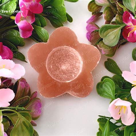 Flower Orange selenite candle holder – Trucrystals.in