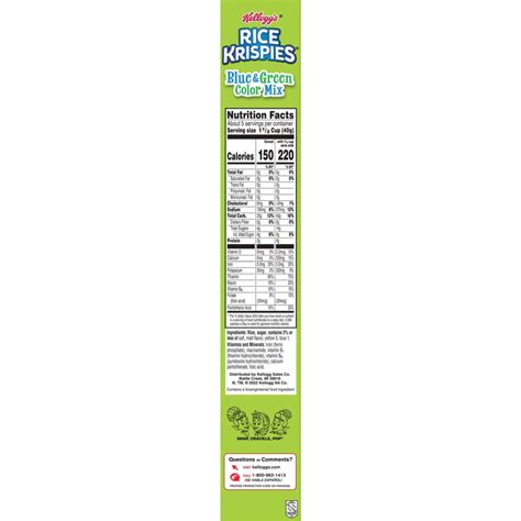 Rice Krispies Nutrition Facts Label
