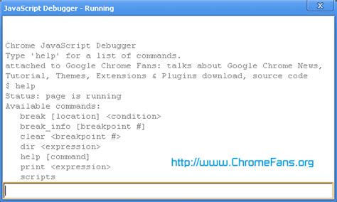 Image result for Chrome JavaScript Debugger Command