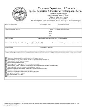 Fillable Online IDEA Administrative Complaint Form Fax Email Print ...