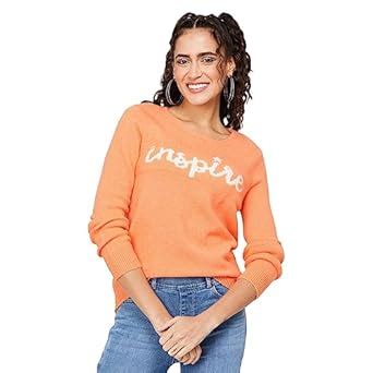 Buy Fame Forever by Lifestyle Women Orange Acrylic Regular Fit Solid ...