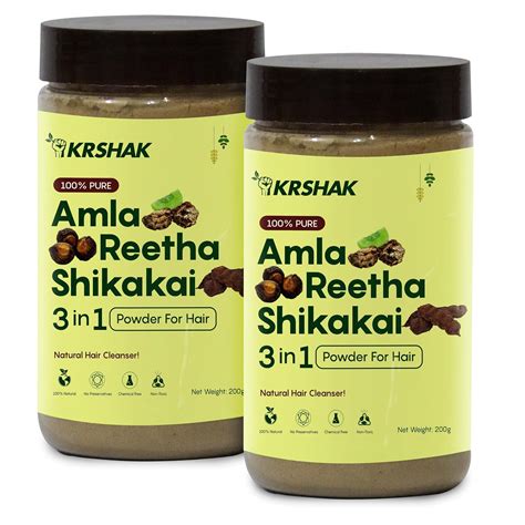 Buy KRSHAK Amla Reetha Shikakai Mix Powder for Hair (400g) | 3-in-1 ...