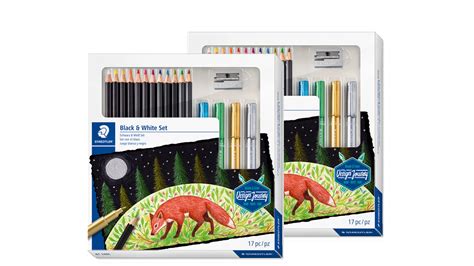 2x Staedtler 17 Delige Black & White Set Aanbieding - iBOOD
