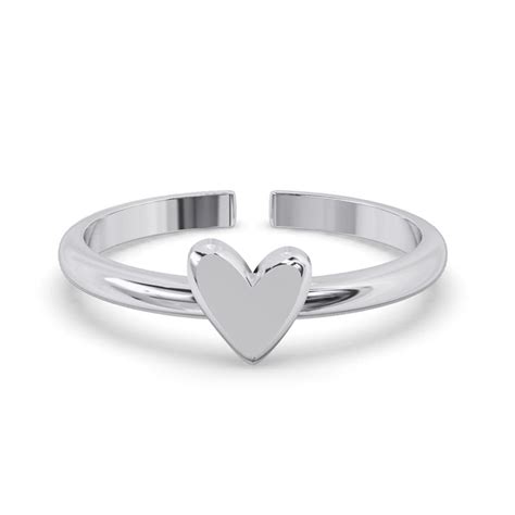 Clara Pure 925 Sterling Silver Minimal Heart Finger Ring | Size ...