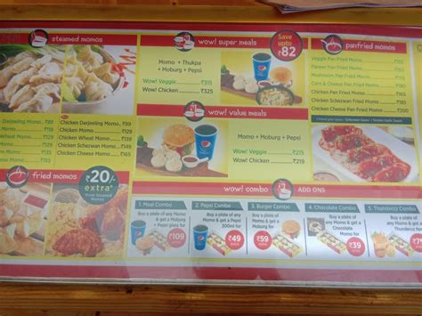 Menu at Wow! Momo, Baruipur, Ward No 12