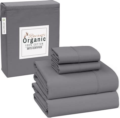 Amazon.com: RUVANTI 100% Organic Cotton Sheets Queen Size Set, 4 Pieces ...