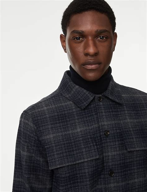 Buy Textured Check Overshirt at Marks & Spencer