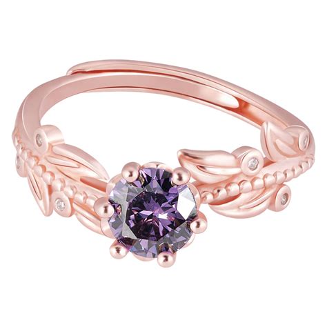 GIVA 925 Silver Rose Gold Amethyst Ring, Adjustable Gifts for ...