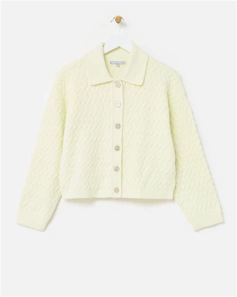 Pale Yellow Collared Knitted Cardigan | Oliver Bonas