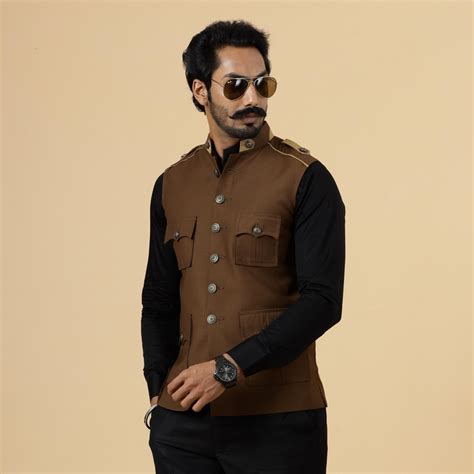 Almond Brown Semi-Hunting Rajputana Jacket – Rajanyas