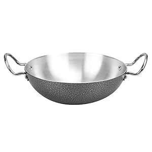 Sorabh SKC 5 Lid Stainless Steel Shallow kadhai (ALM CC) Plain with Lid ...