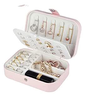 jiemei Jewelry Box, Necklace Ring Storage Organizer Double Layer Travel ...