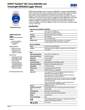 Fillable Online HOBO Pendant MX Temp (MX2201) and Temp/Light (MX2202 ...