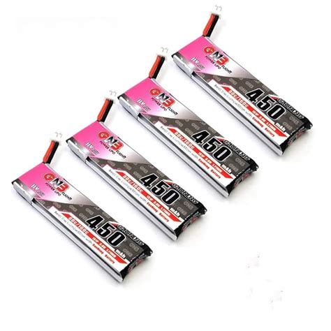 GNB 4pcs 450mAh 1S HV LiPo Battery JST-PH 2.0 3.8V 80C PowerWhoop mCPX ...