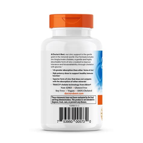 Doctor's Best Doctors Best Zinc Bisglycinate High Absorption 100% India ...