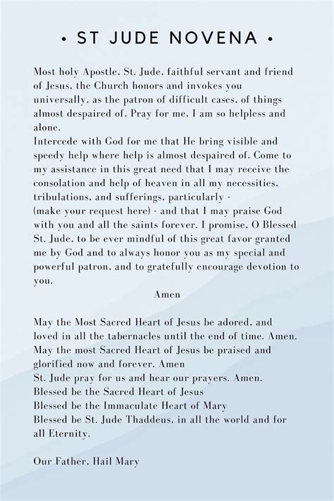 St. Jude Novena Prayer Card 4x6 Downloadable - Etsy Australia