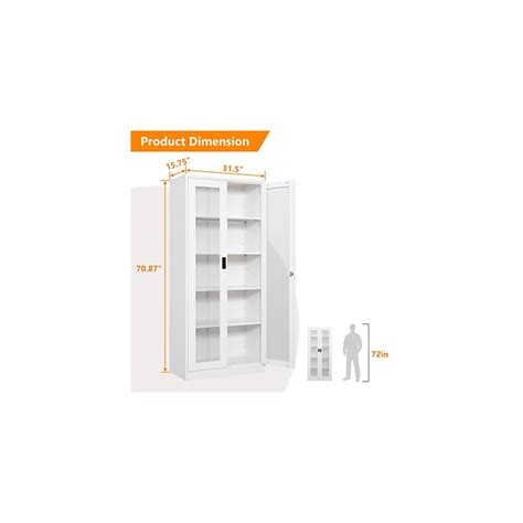 Buy ZAOUS 71 Office Metal Storage Cabinet with Glass Doors, Modern ...
