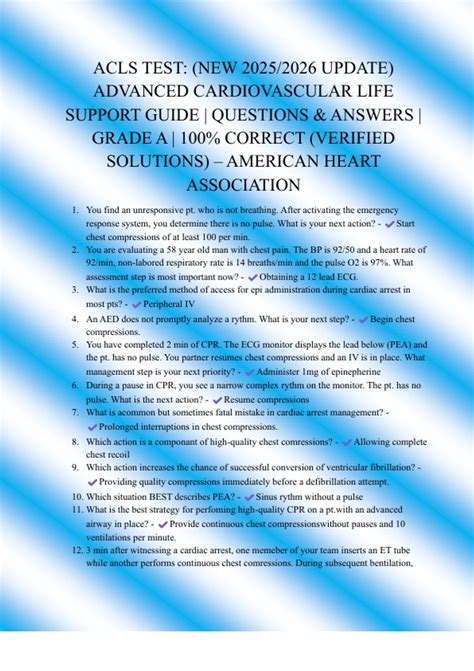 ACLS TEST: (NEW 2025/2026 UPDATE) ADVANCED CARDIOVASCULAR LIFE SUPPORT ...