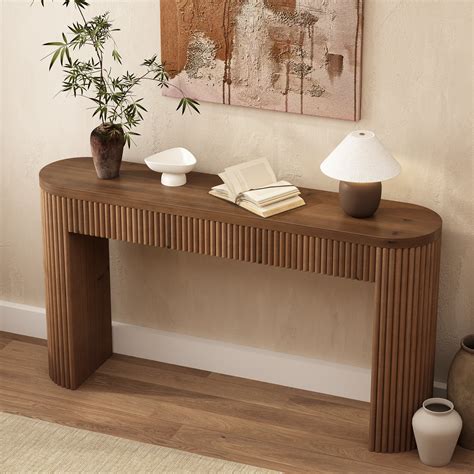 Millwood Pines Gennari 55'' Fluted Solid Wood Console Table with 1 ...