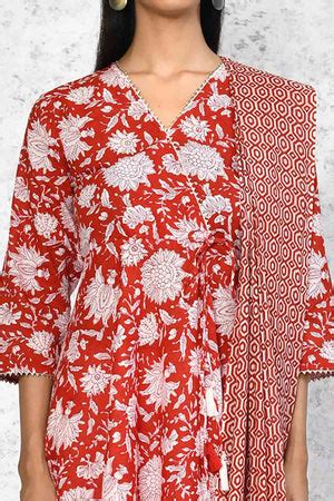 Buy Miravan Red Floral Kurta & Dupatta For Women Available online at ...