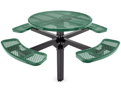 Inground Mount Picnic Table - 46" Round, Green H-7952G - ULINE