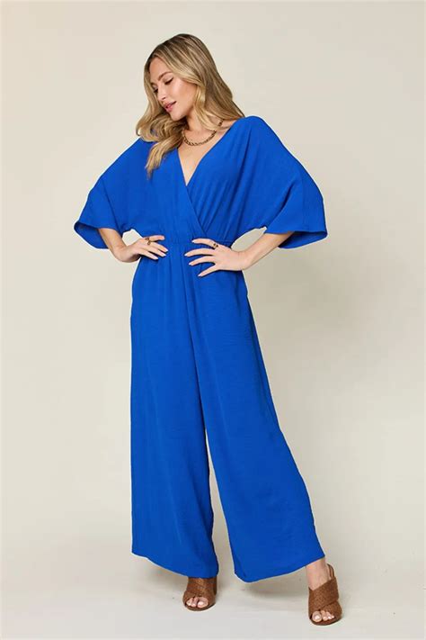 Double Take Full Size Surplice Wide Leg Jumpsuit with Pockets – FashionUSD