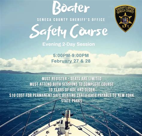 Seneca County Sheriff’s Office offering free boater safety course