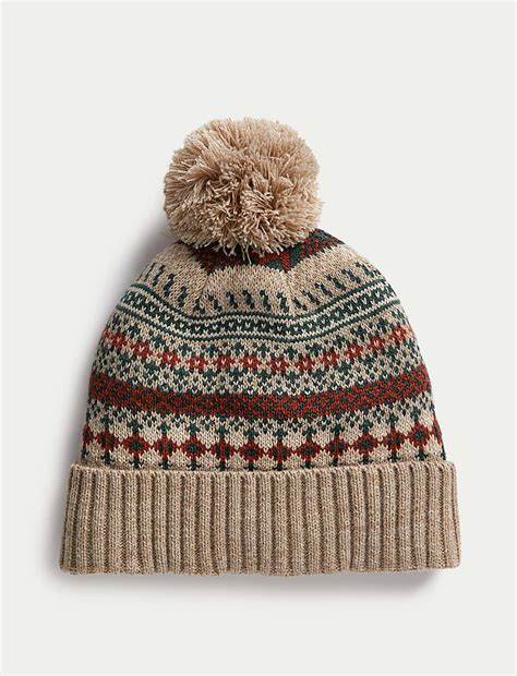Buy Fair Isle Beanie Hat at Marks & Spencer