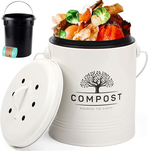 Perfnique Kitchen Compost Bin, 1.3 Gallon Countertop Compost Bin with ...