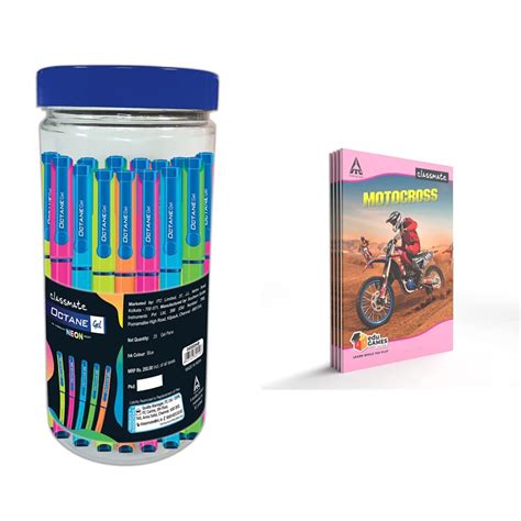 Classmate Octane Neon Gel 25s Jar- 25 Blue Gel Pens & Classmate ...