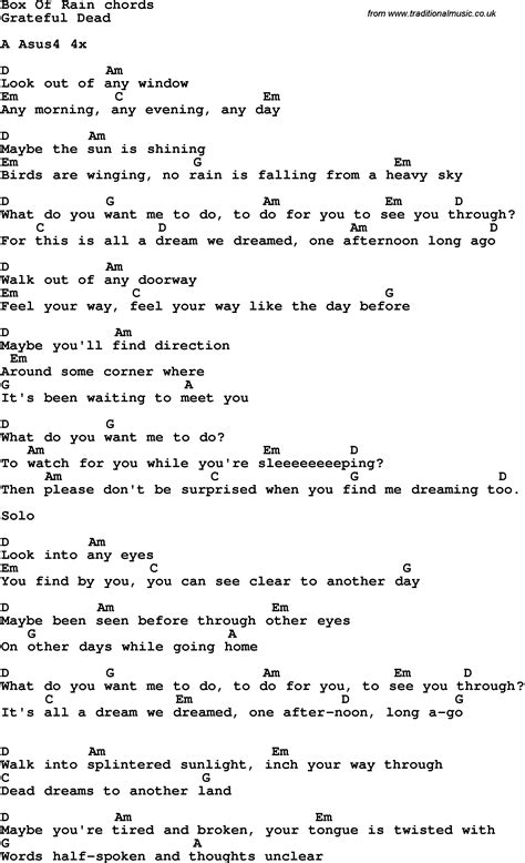 Buckets Of Rain Chords And Lyrics at Claire Robert blog