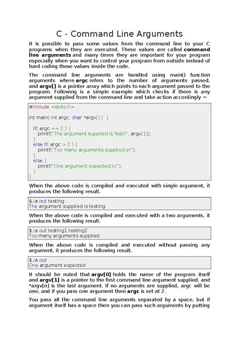 C Programming: Command Line Arguments Explained (Expt - 5) - Studocu