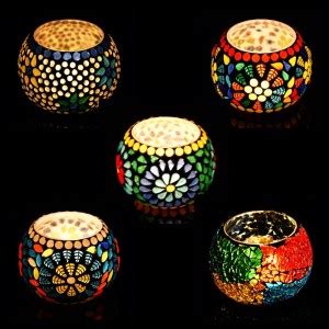 iHandikart Mosaic & Crackle Tea Light Candle Holder Pack Of 5 (9021 ...
