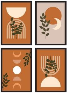 Painting Mantra BOHO Solar eclipse depiction set of 4 framed art print ...
