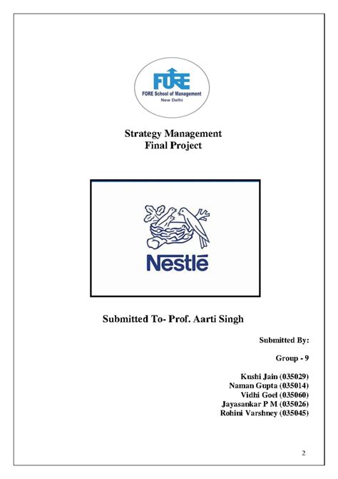 Nestle Strategy Final Project - Strategy Management Final Project ...
