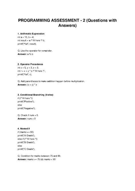PPS Assessment 2: Programming Questions & Answers Guide - Studocu