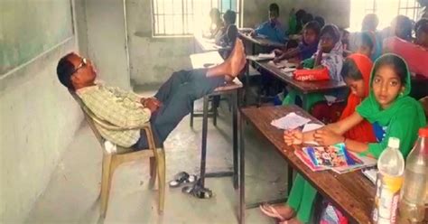 Bihar Teacher Keeps Legs On Desk, Dozes Off During Class While Students ...