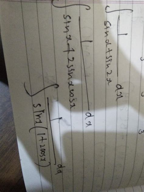 integral 1/sinx + sin2x - Brainly.in