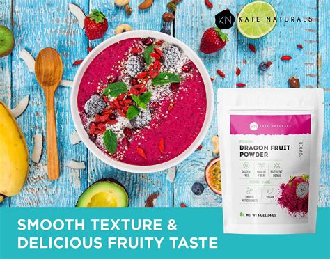 Kate Naturals Dragon Fruit Powder (4oz) - Vegan & Gluten-Free Pitaya ...