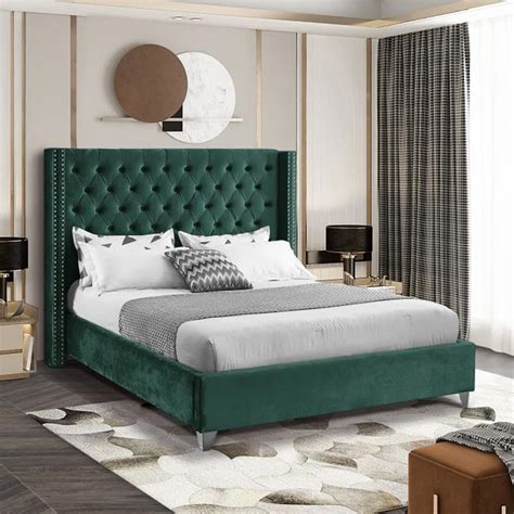 Aiden Velvet Bed Frame In Green Color from AED 1149 | A to Z Furniture