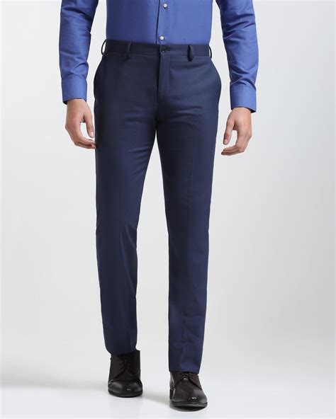 Buy Slim Comfort B-95 Formal Blue Textured Trouser - Karizma
