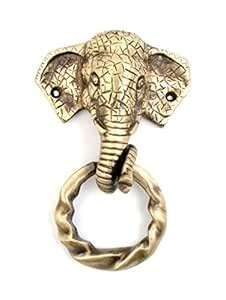 Two Moustaches Elephant Design Moulded Ring Brass Door Knocker : Amazon ...