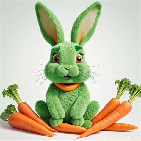 Green Rabbit with Carrots | Stable Diffusion Online