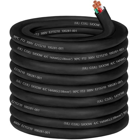 14/4 Wire SJOOW 14 AWG 4 Conductor Control Cable,14 Gauge 300V SJOOW ...