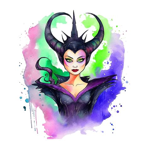 Premium Vector | Maleficent watercolor paint ilustration