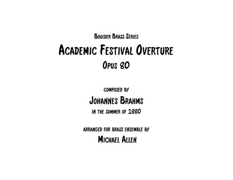 Brahms - Academic Festival Overture - Brass Ensemble- Brass Music Online