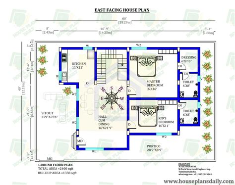 House Plan | East Facing House | 60x40 house plan east facing ...