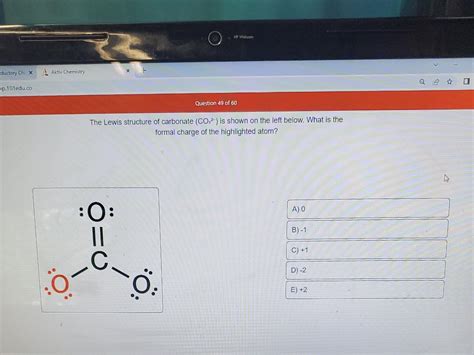 The Lewis structure of carbonate (CO32−) is shown on | Chegg.com