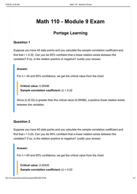 MATH 110 Module 9 Exam (Latest-2025) / MATH110 Introduction to ...