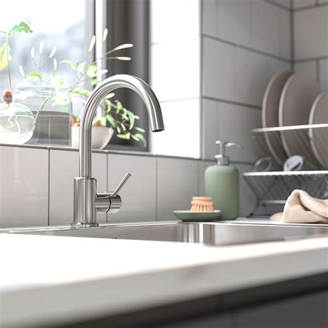GLYPEN mixer tap, stainless steel effect - IKEA